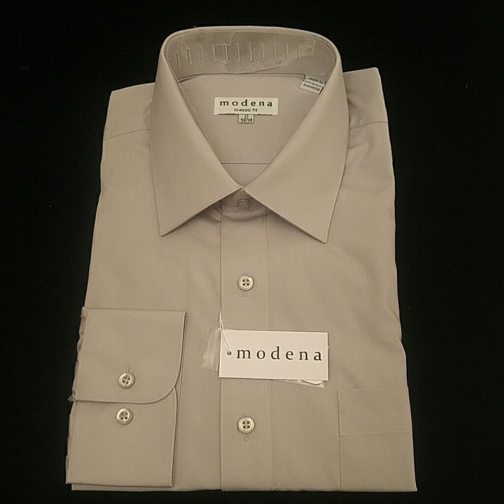 MEN'S GRAY BASIC DRESS SHIRT BY MODENA 17x34-35